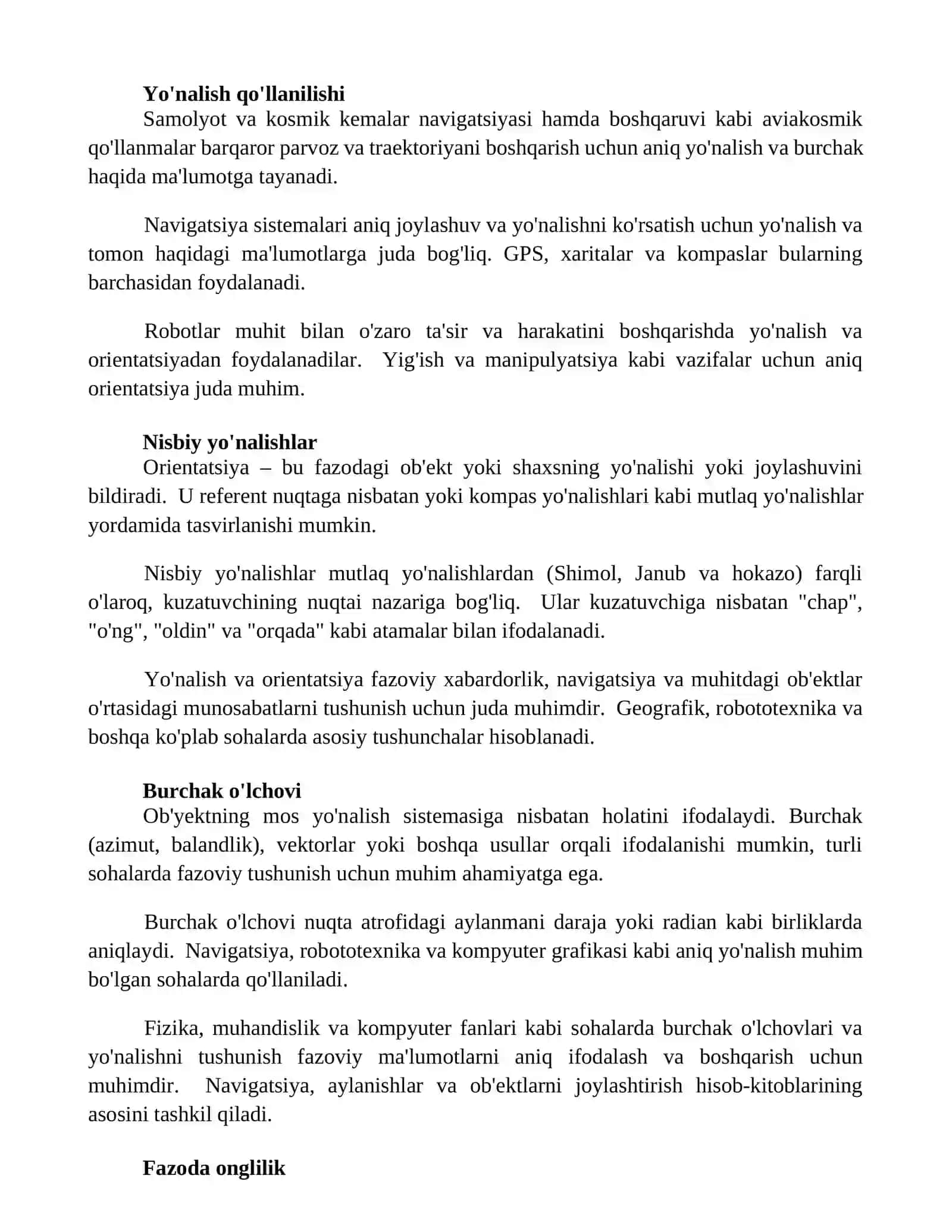 Yo'nalish/orientatsiya 3