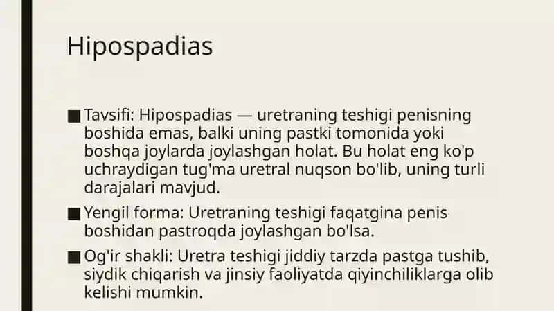 Uretra va moyaklar tug'ma nuqsonlari 3