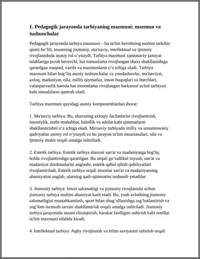 PEDAGOGIK JARAYONDA TARBIYANING MAZMUNI 3