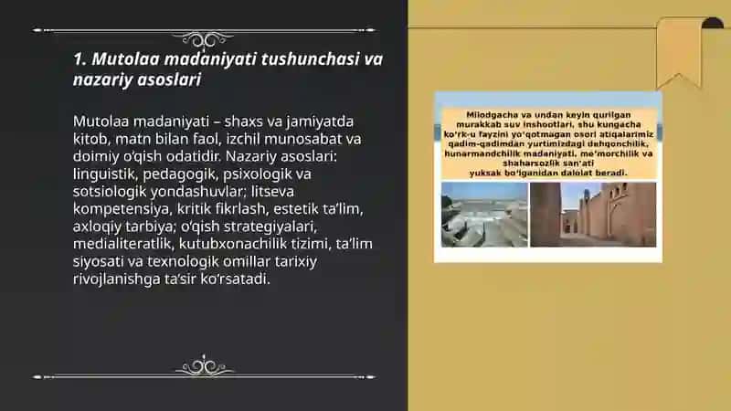 Mutolaa madaniyati genezisi va tarixiy omillari 3