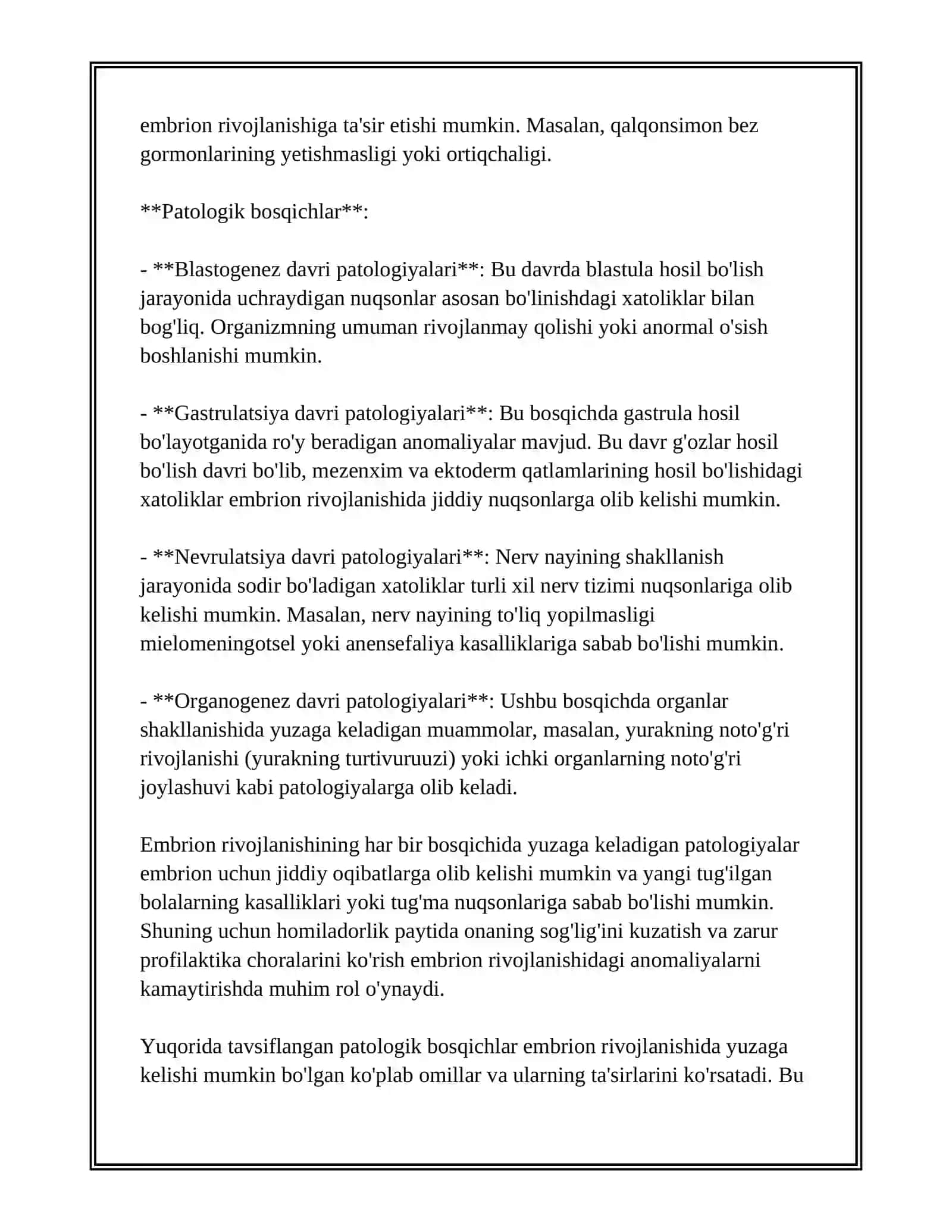 EMBRIOGENEZ PATOLOGIYASI 3