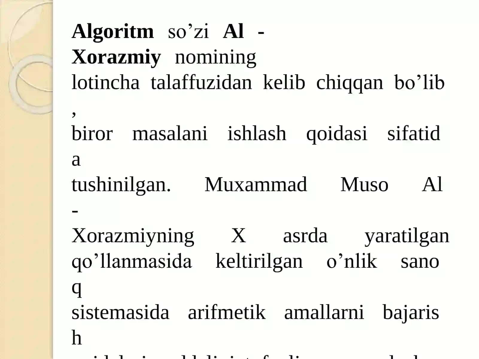 Algoritm va uning xossalari 3