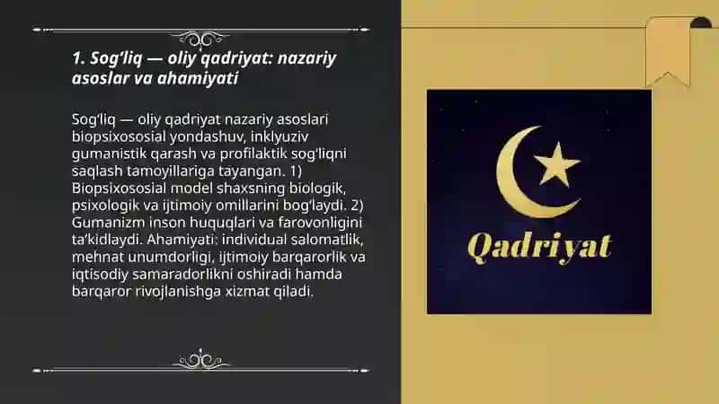 Sogʻliq oliy qadriyat 3