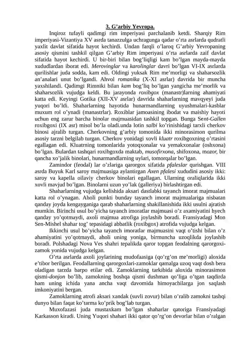 O‘rta asrlar shaharsozligi (V-XV asr) 3