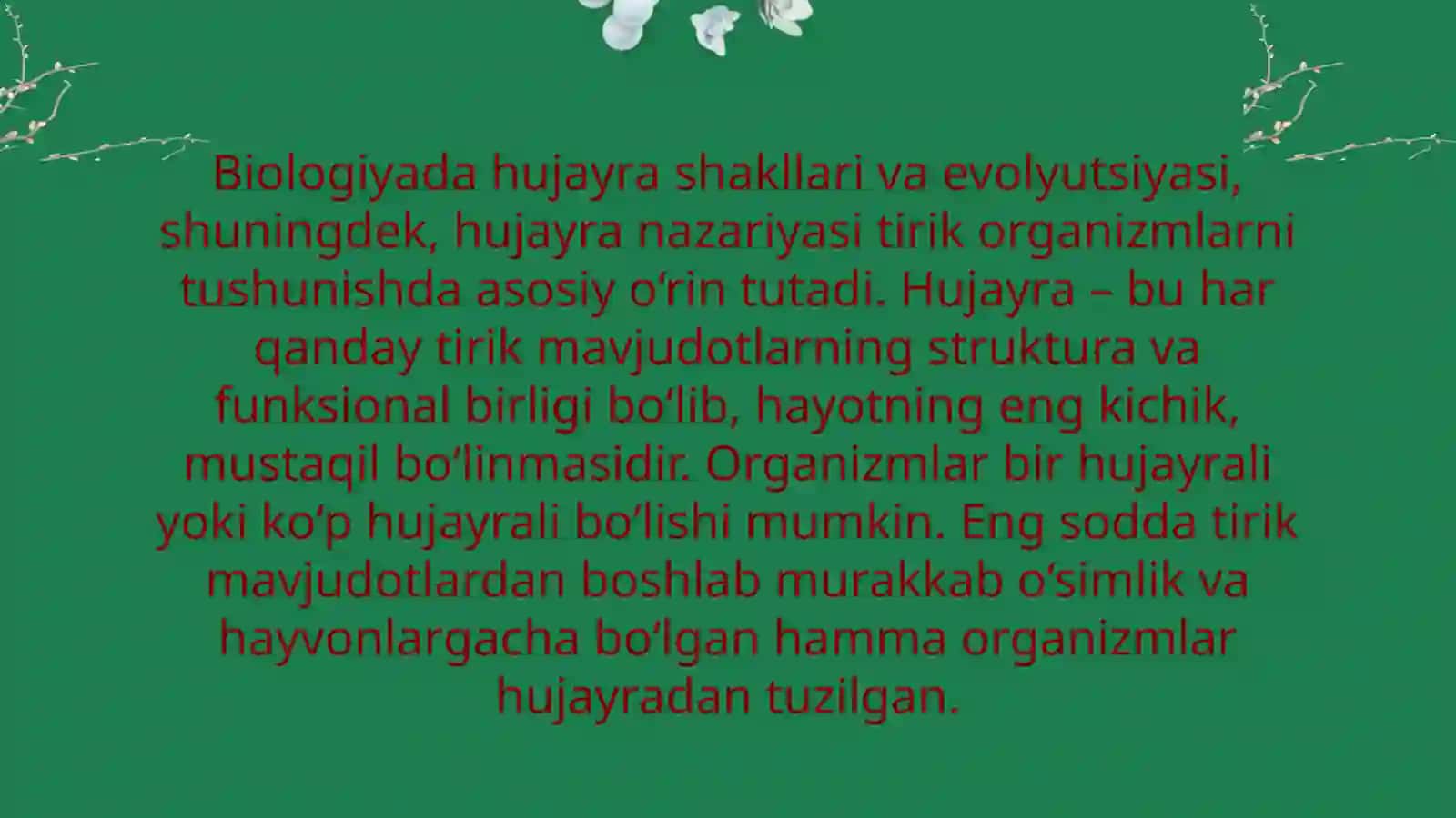 Hujayra shakllari va evolyutsiyasi.Hujayra nazaryasi 3