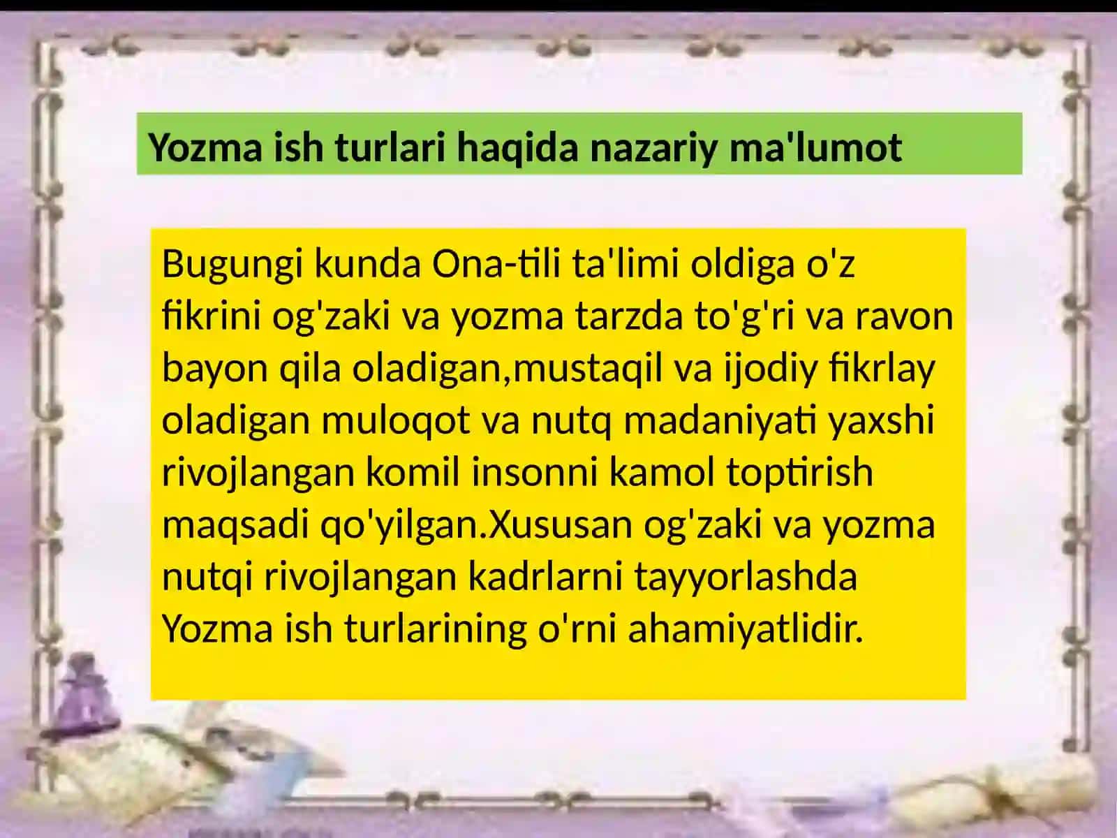 Yozmaishlarni tashkilotish metodikasi 3