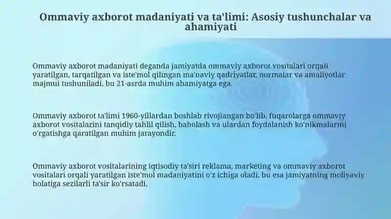 Ommaviy axborot madaniyati va ta'limi 3