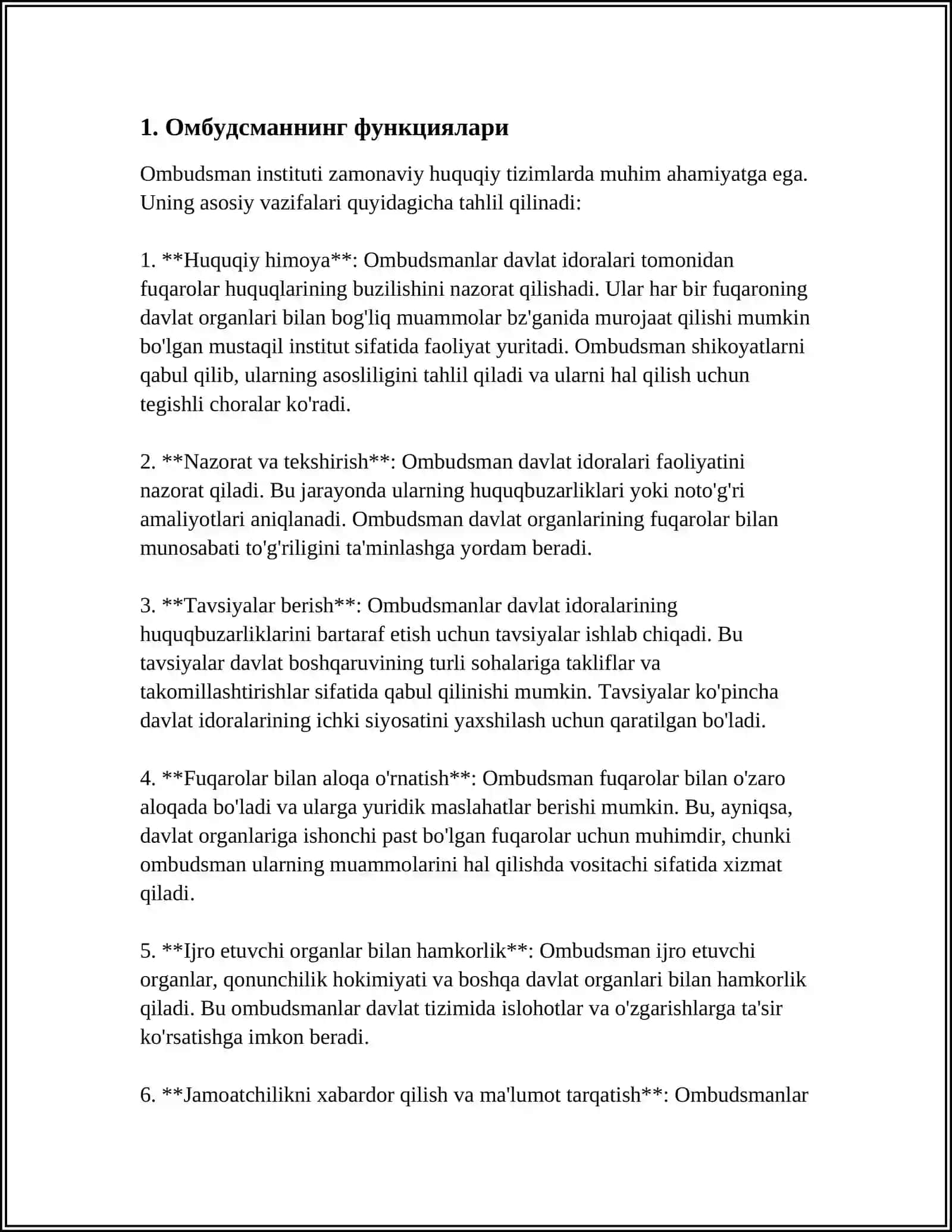 MUSTAQIL ISH Mavzu: OMBUDSMAN 3