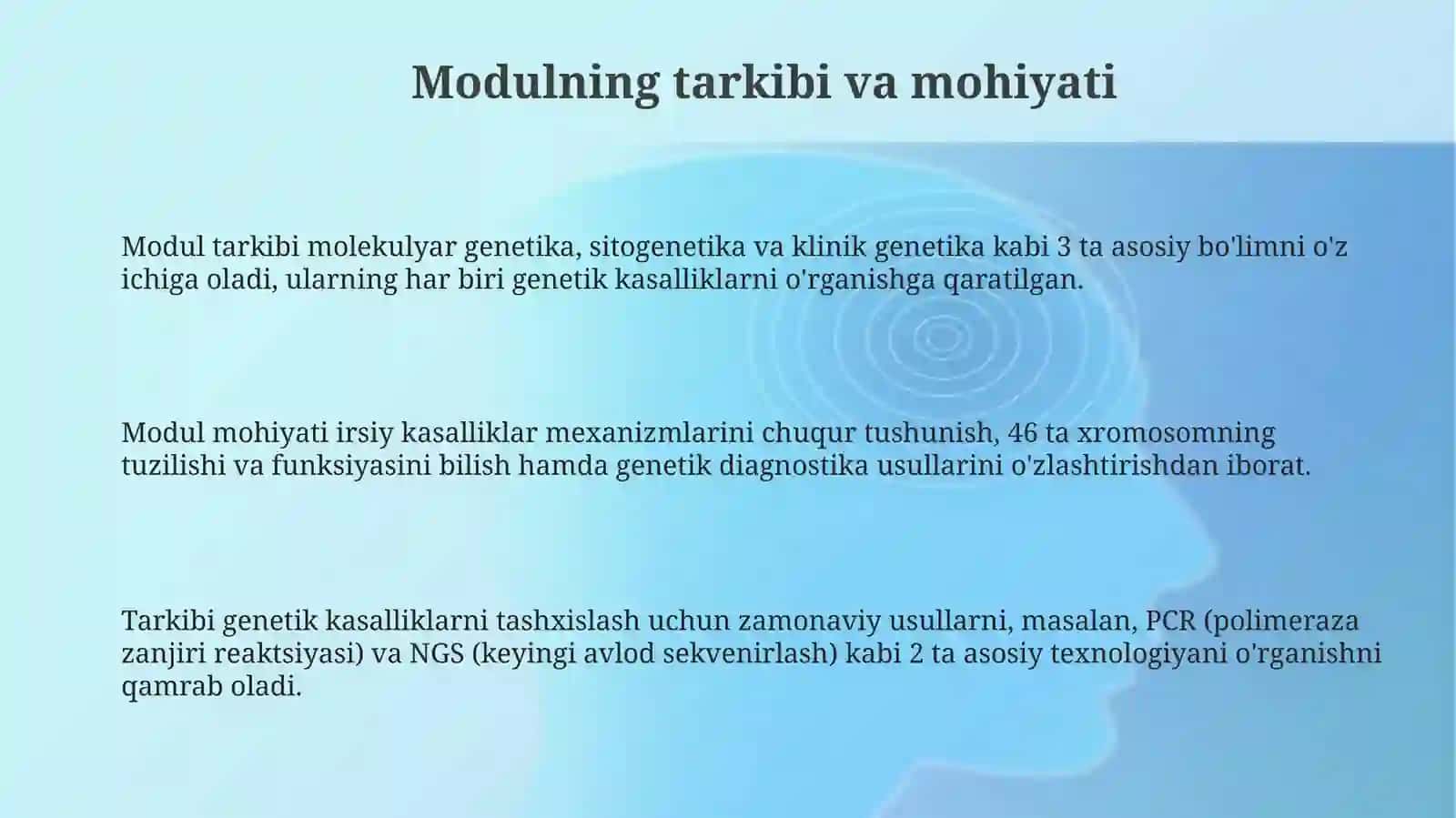 Tibbiy genetika moduli mazmun va mohyati maqsadi 3