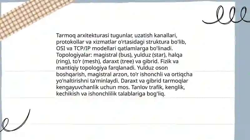 Tarmoq texnalogiyalari va internet xizmatlari 3
