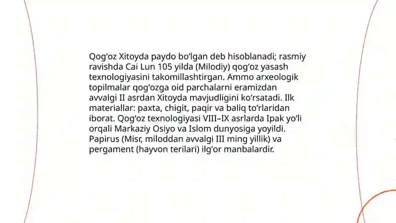 Qogʻozning vujudga kelish tarixi 3