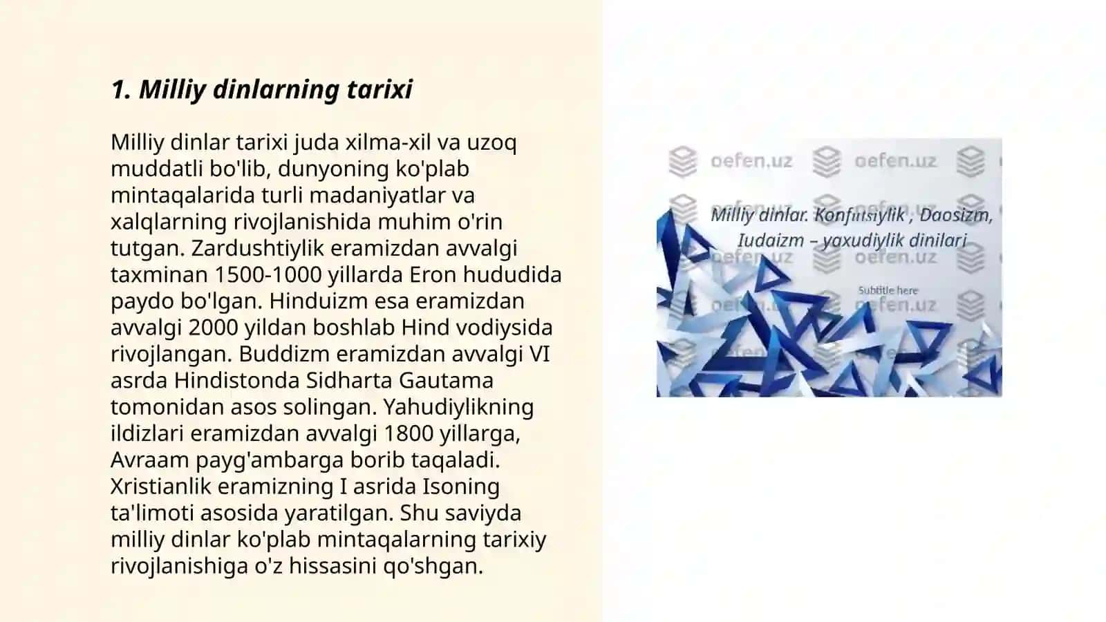 Milliy dinlar Yaxudiylik Zardushtiylik 3