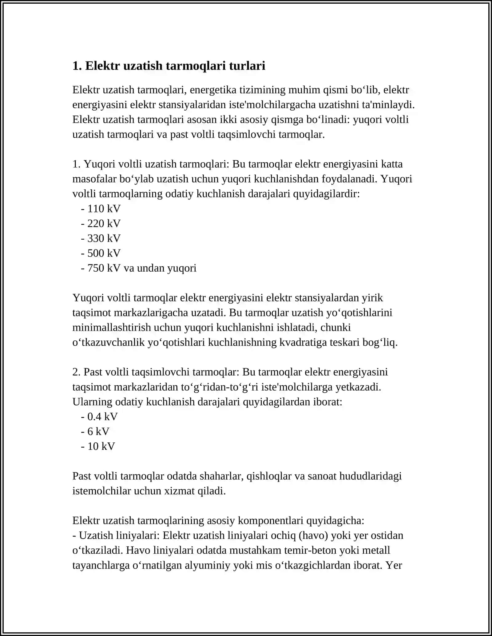 ELEKTR UZATISH TARMOQLARI 3