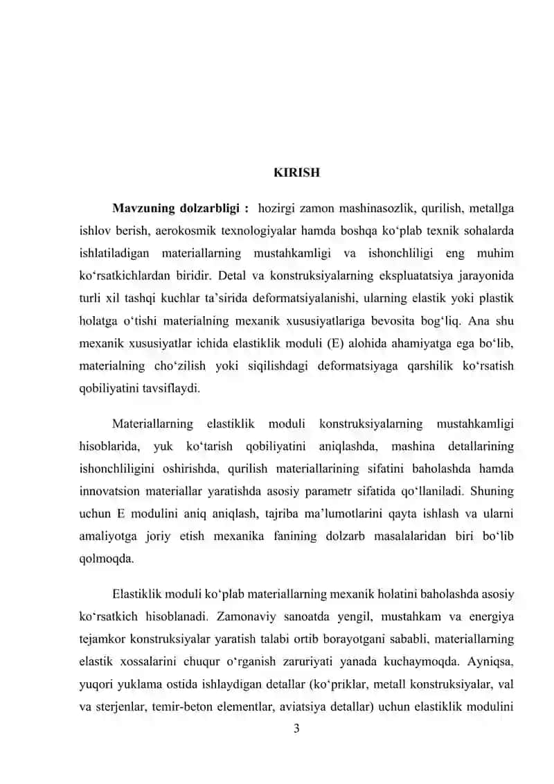 CHO'ZILISH VA SIQILISHDAGI ELASTIKLIK MODULI “E” NI ANIQLASH 3