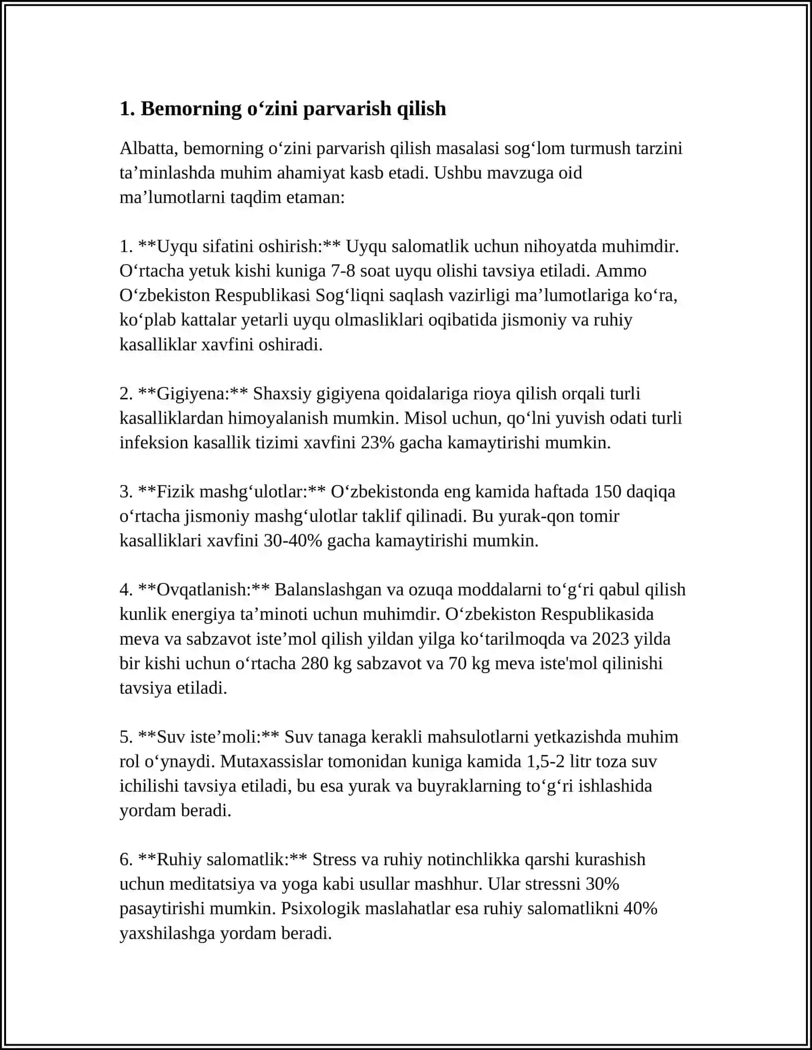 BEMORNI OVQATLANTIRISH VA PARVARISH QILISH 3