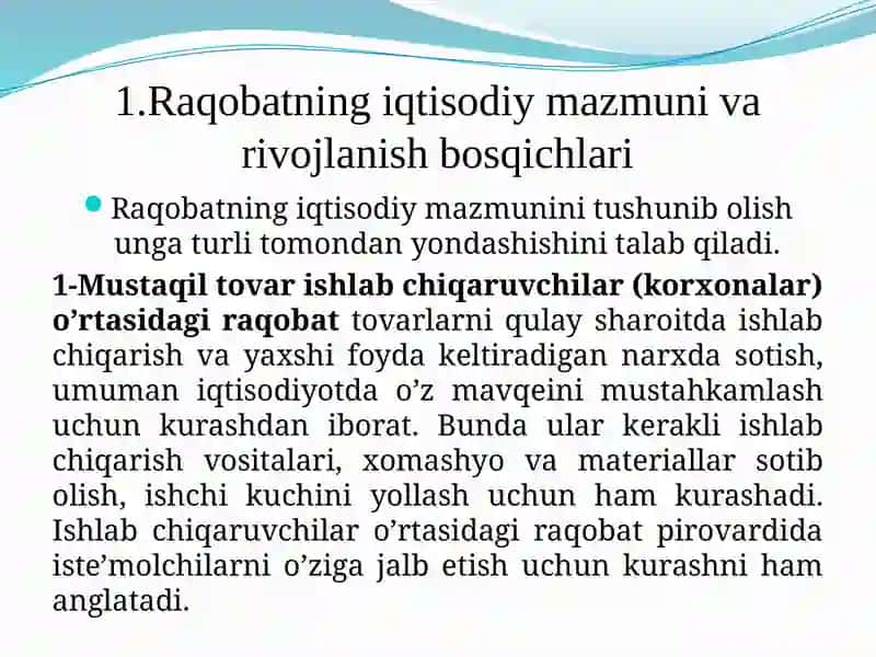Iqtisod fani Raqobat mavzusi 3