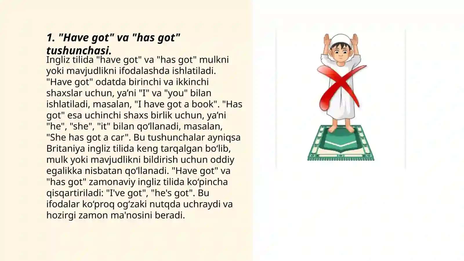 "Have got" va "has got" tushunchasi 3