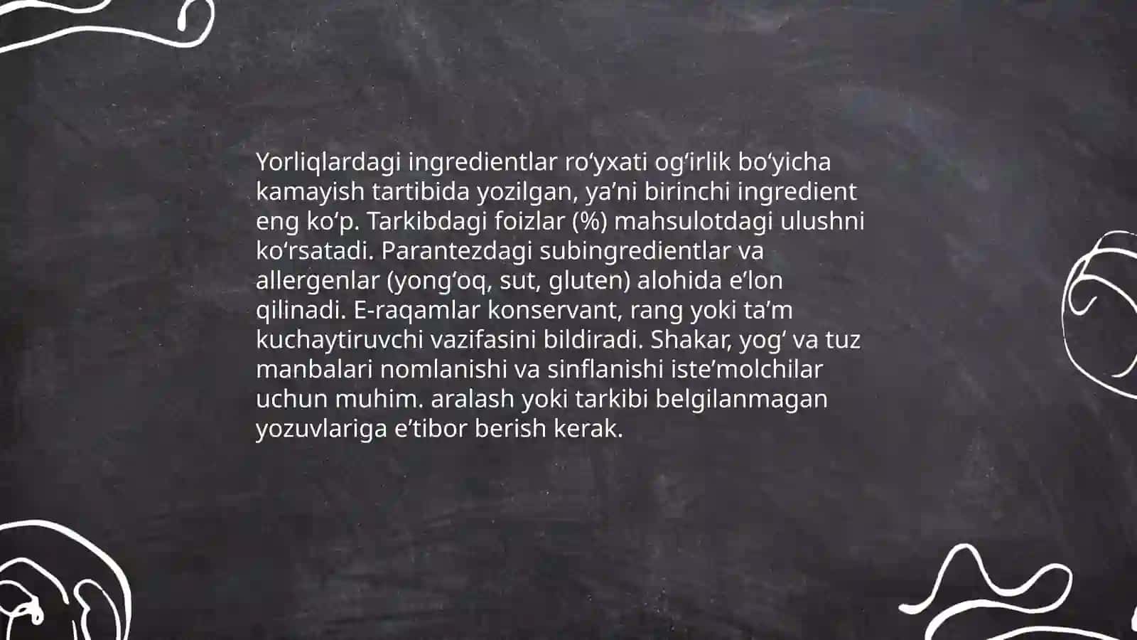 Oziq-ovqat mahsulotlarining tarkibi 3