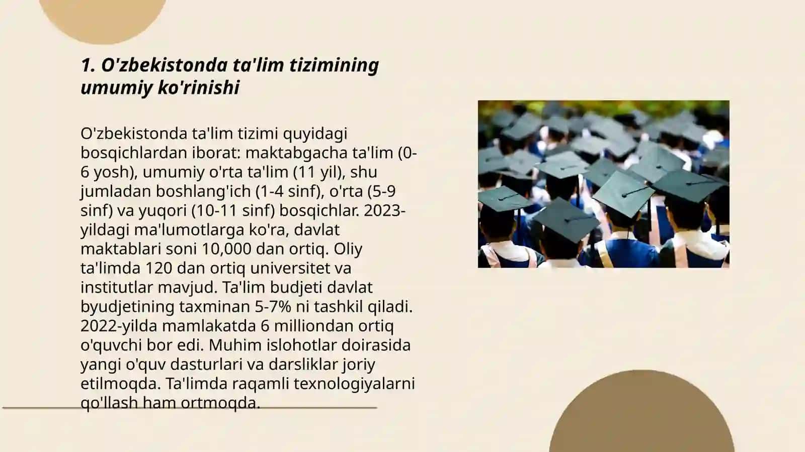 O‘ZBEKISTONDA TA'LIM SOHASIDAGI XIZMATLARNING HOZIRGI HOLATI VA UNI RIVOJLANTIRISH ISTIQBOLLARI 3