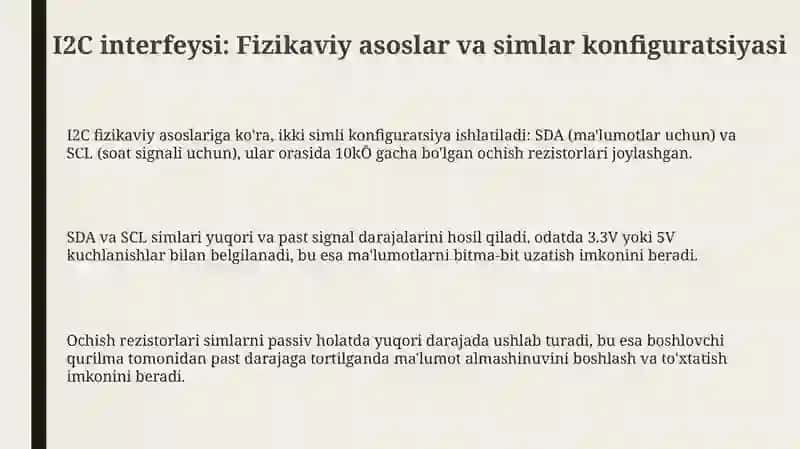 I2C interfeysi: Fizikaviy asoslar va simlar konfiguratsiyasi 3