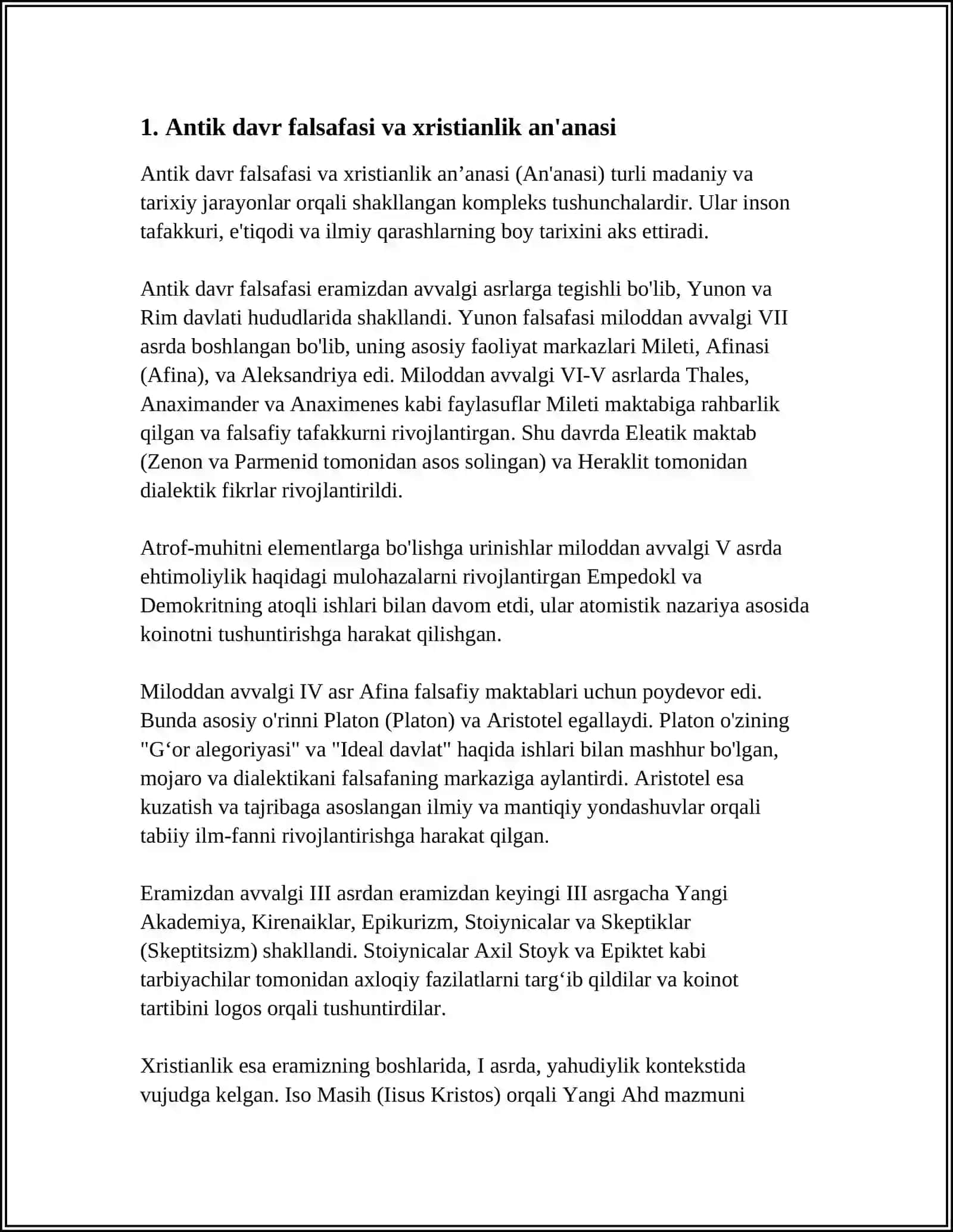 XRISTIANLIK AN'ANASINING SHAKLLANISHI. ANTIK DAVR VA ILK XRISTIANLIK 3