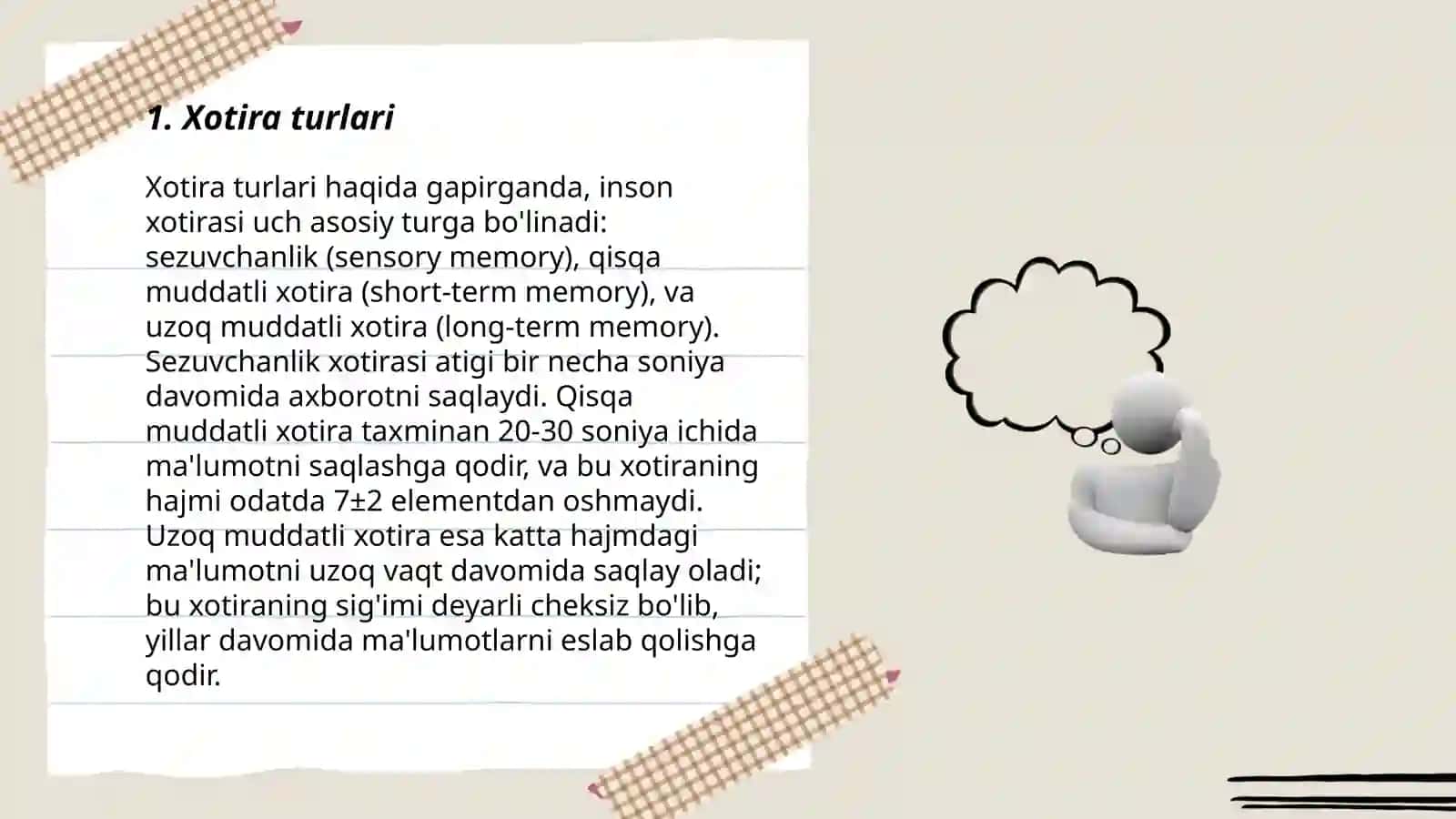 Xotira turlari va uning jarayonlari 3