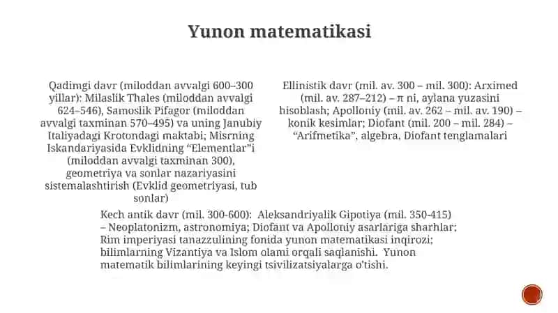 Matematika tarixining asosiy davrlari 3