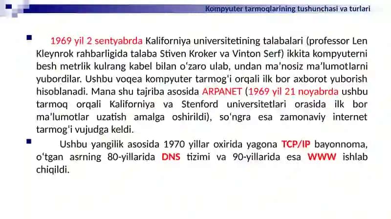 TARMOQ TEXNOLOGIYALARI VA INTERNET XIZMATLARI 3