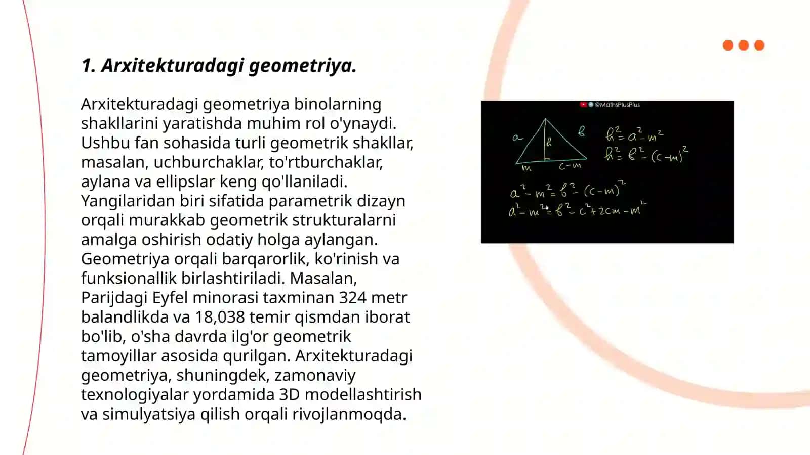 Geometriyaning hayotda qoʻllanishiga oid masalalar 3