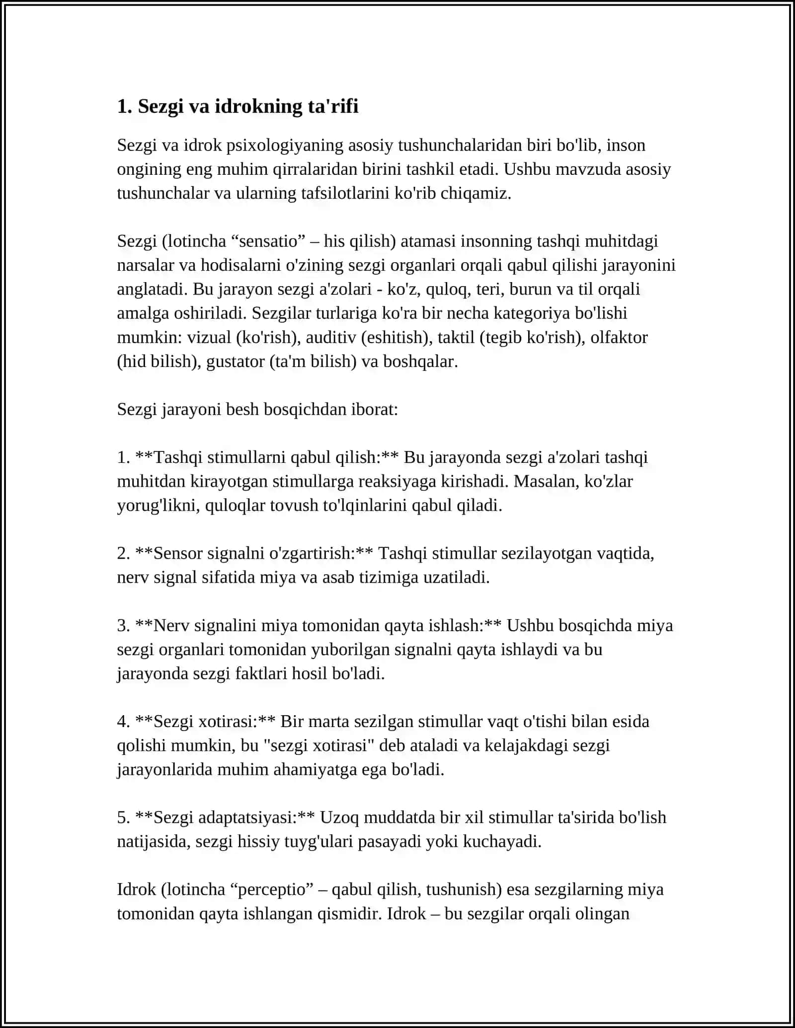 SEZGI VA IDROK: UMUMIY TASAVVURLAR YONDASHUVLAR 3