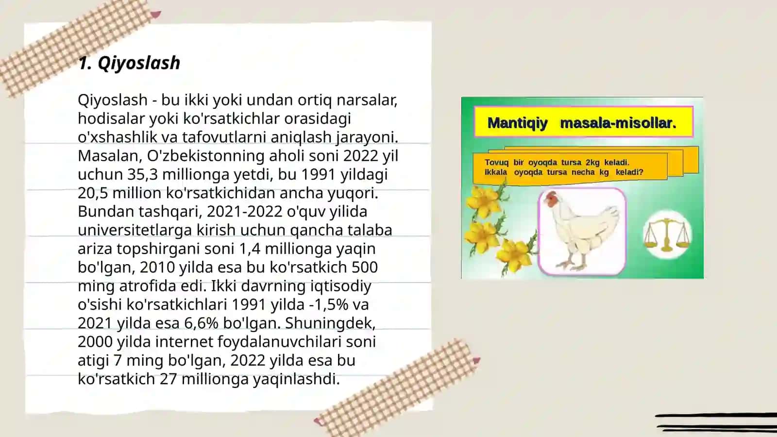 Mantiqiy fikrlashga oid masalalar ustida ishlash 3