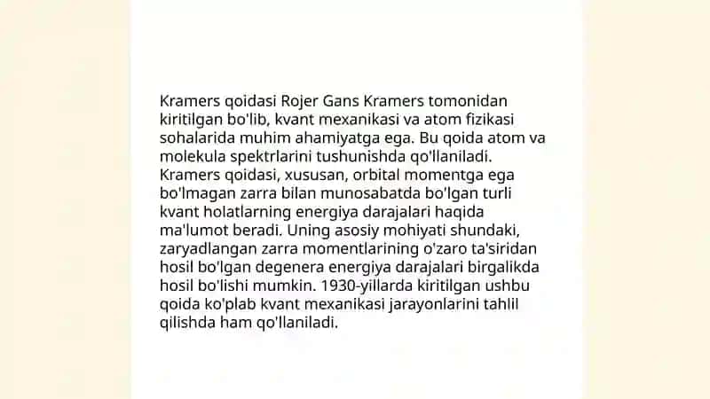 Kramers qoidasi 3