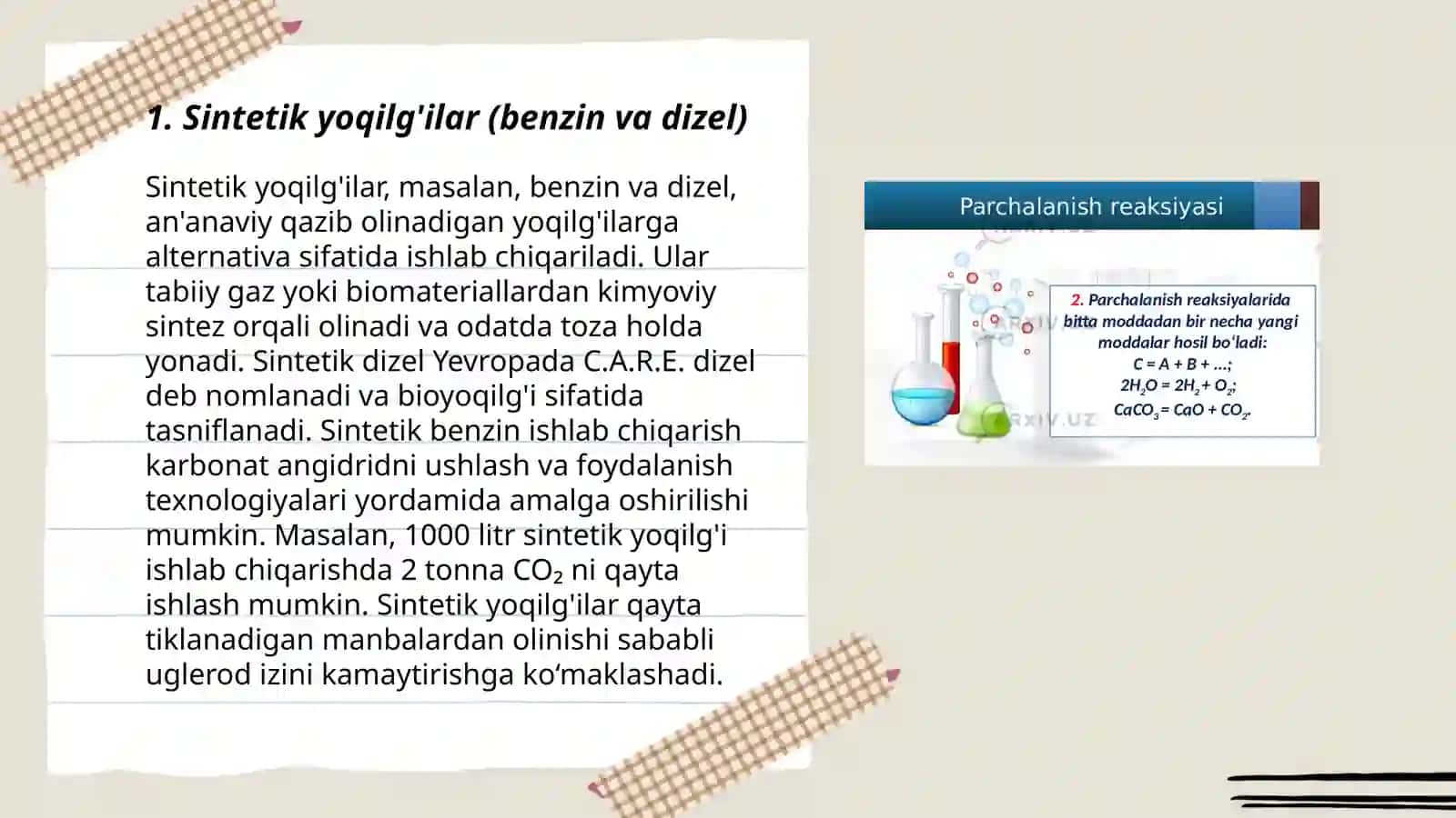 Sintez gaz asosida olinadigan mahsulotlar 3