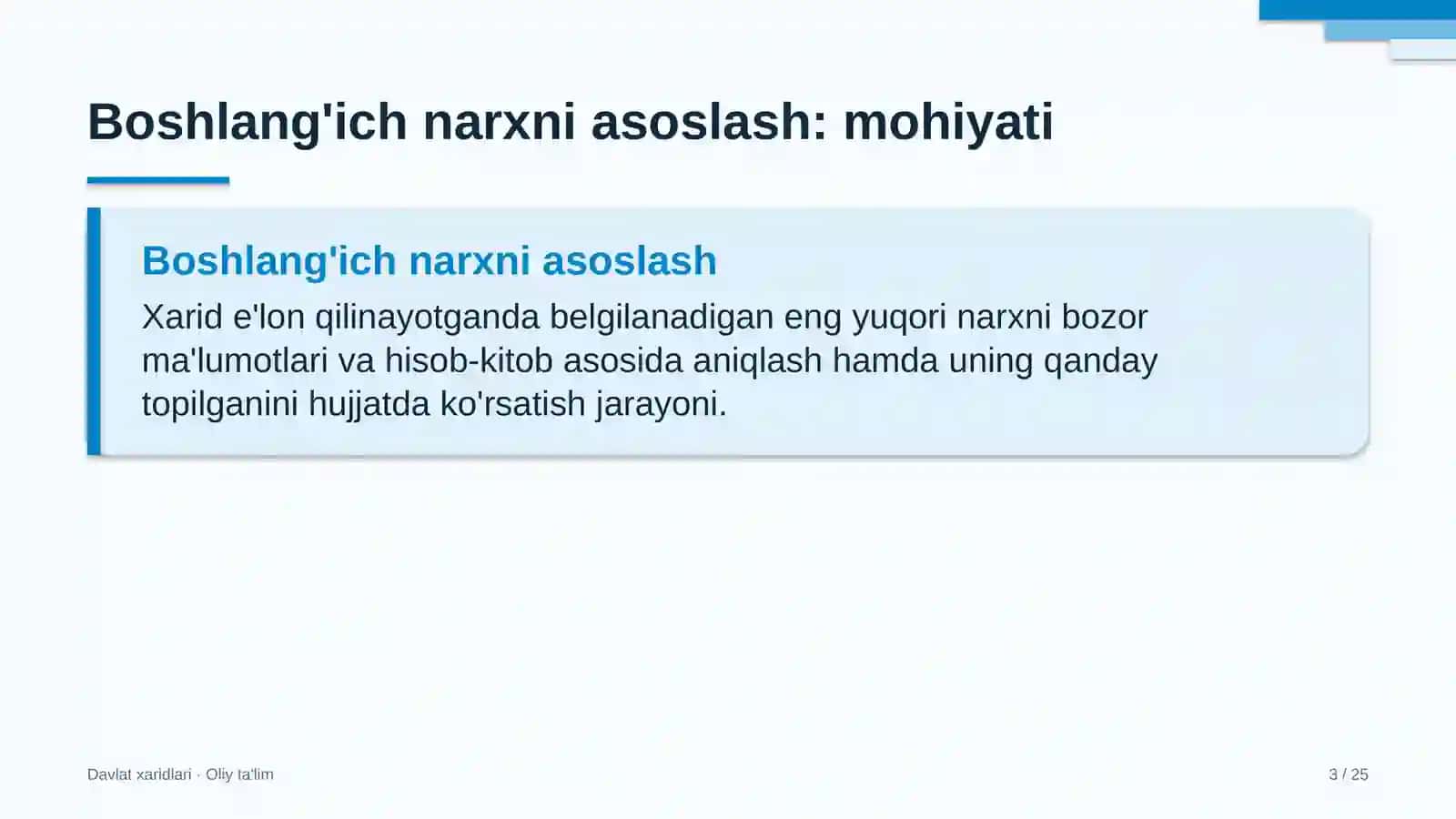 Davlat xaridlari · Oliy ta'lim 3