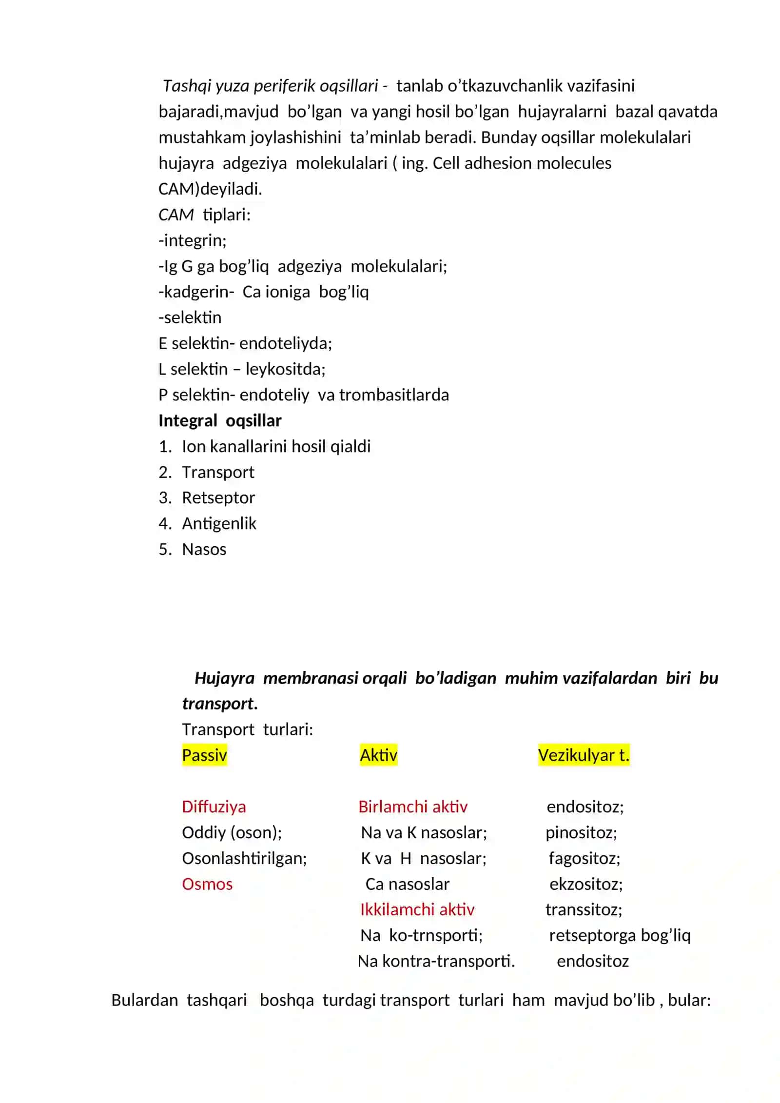 Hujayra fiziologiyasi 3