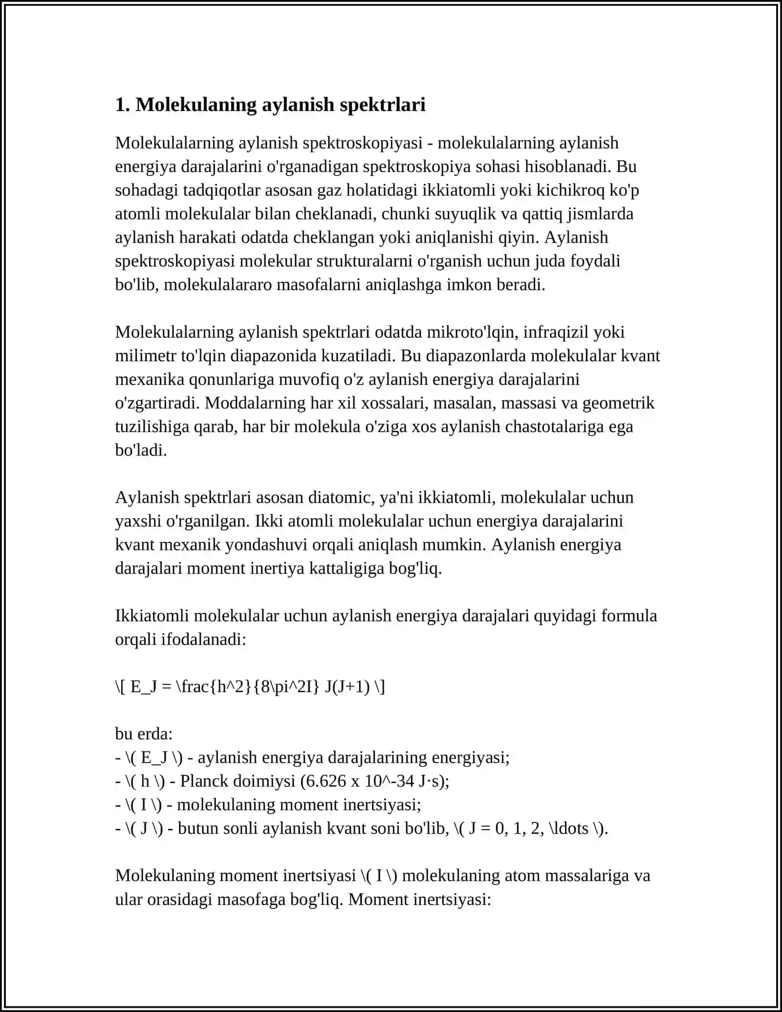 MOLEKULANING AYLANMA, TEBRANMA VA ELEKTRON SPEKTRLARI 3
