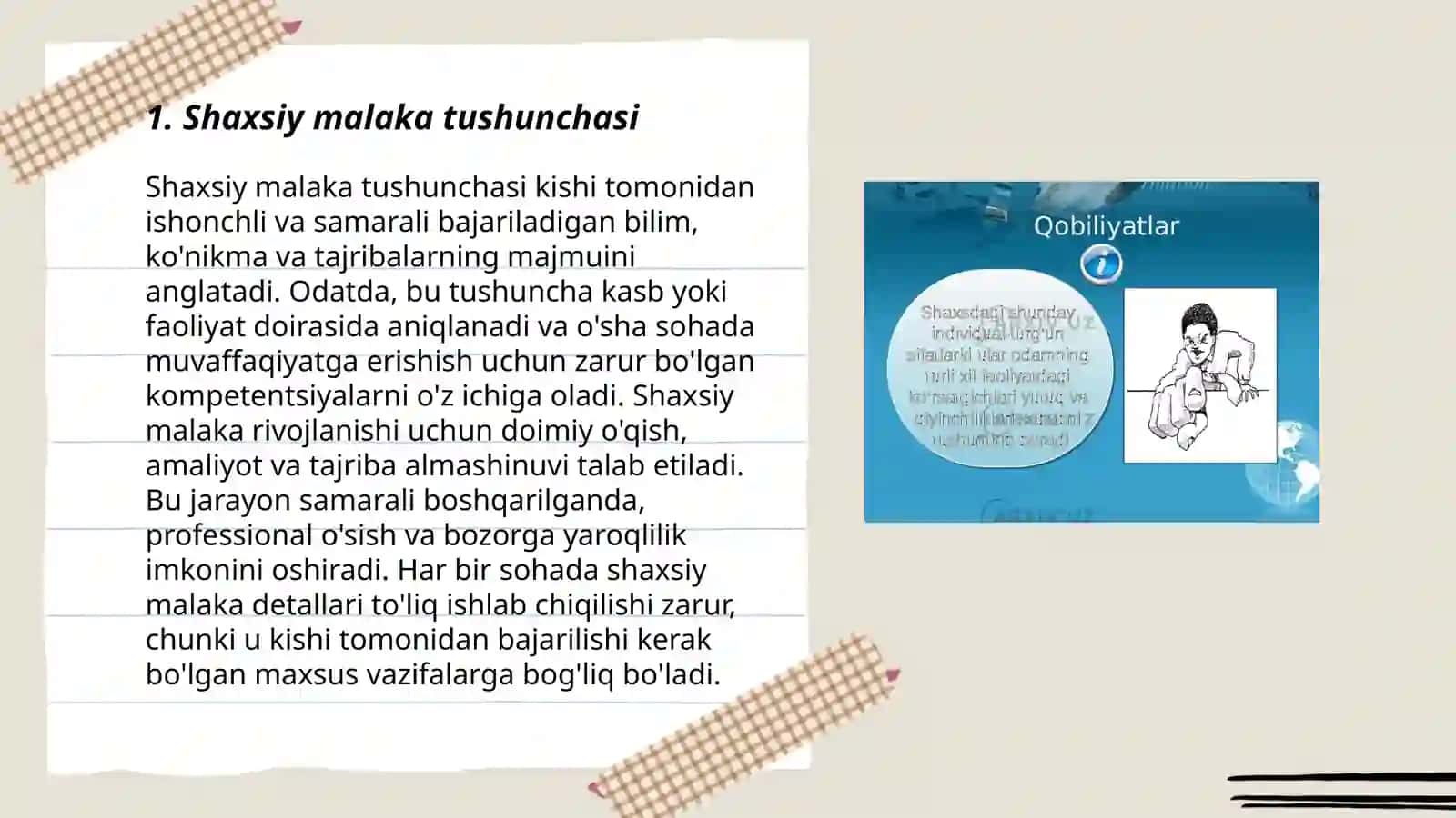 Shaxsning malaka va odatlari 3