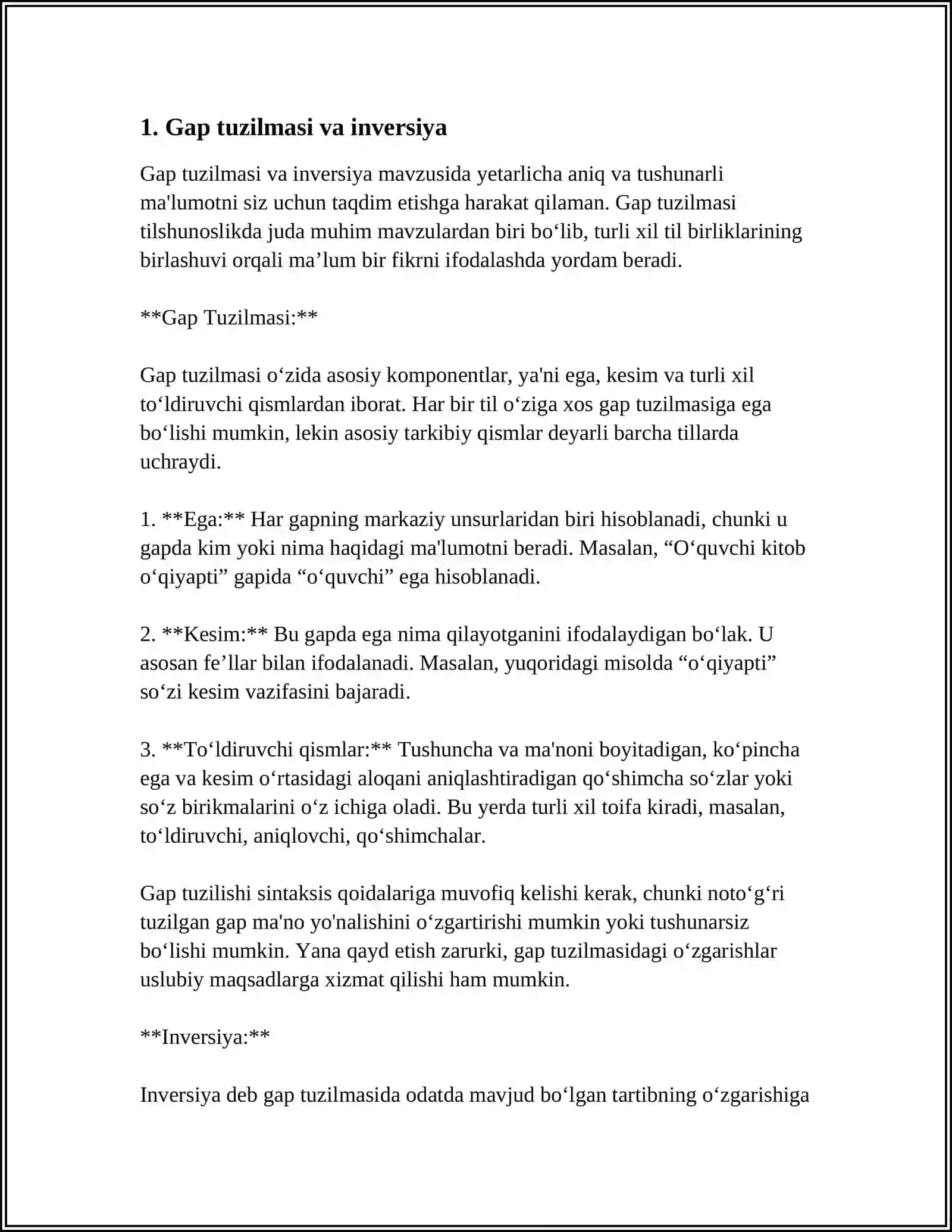 GAPNING AKTUAL BOʻLINISHI. SINTAKTIK INVERSIYA 3