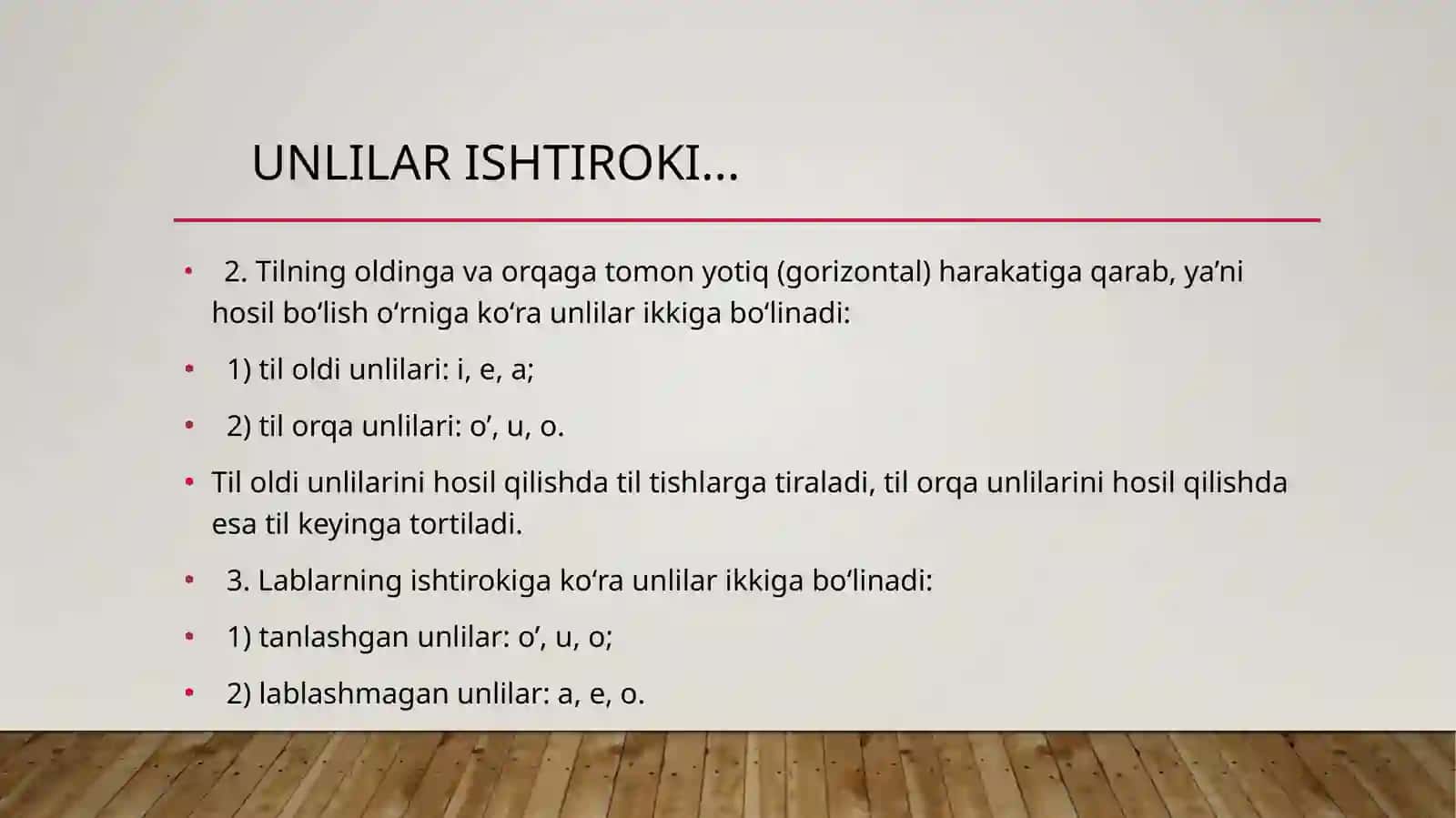 Unli va undosh tovushlar tizimi. Ularga xos xususiyatlar 3