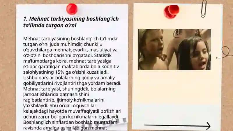Mehnat tarbiyasining boshlang'ich ta'limda tutgan o‘rni 3