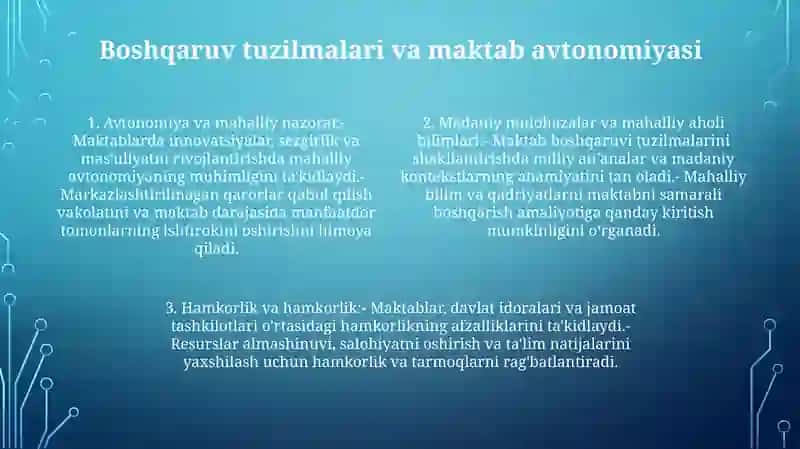 Maktablarni Boshqarishda Milliy An'Analar Chet El Davlatlarida Qanday 3