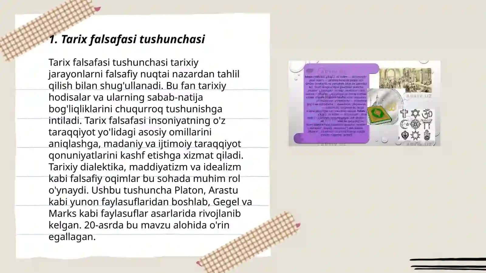 Tarix falsafasi va falsafa tarixi uyg'unligi 3