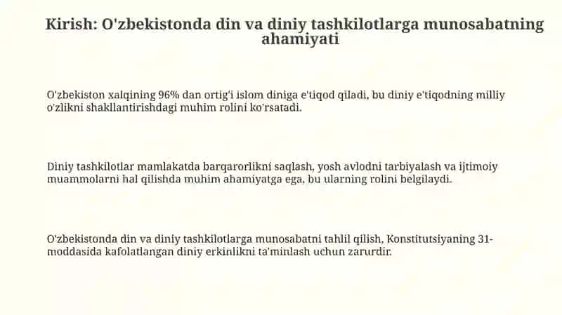 Oʻzbekistondadinvadiniytashkilotlargamunosabat 3
