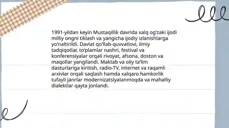Mustaqillik xalq ogʻzaki ijodi 3
