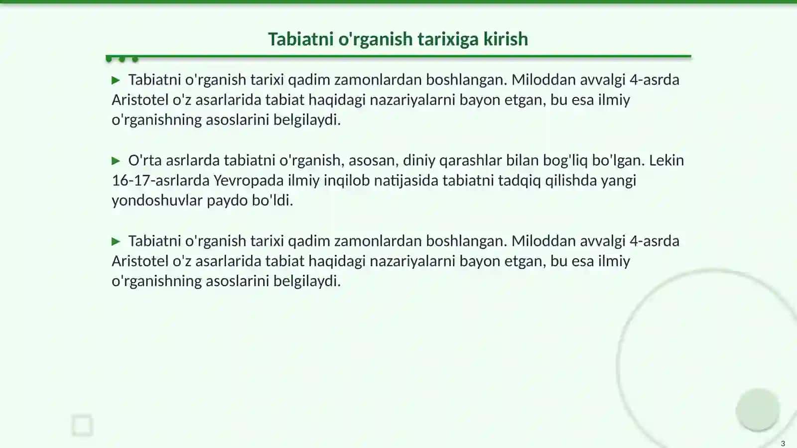 Tabiatni órganishga oid qarashlarning harakterlari 3