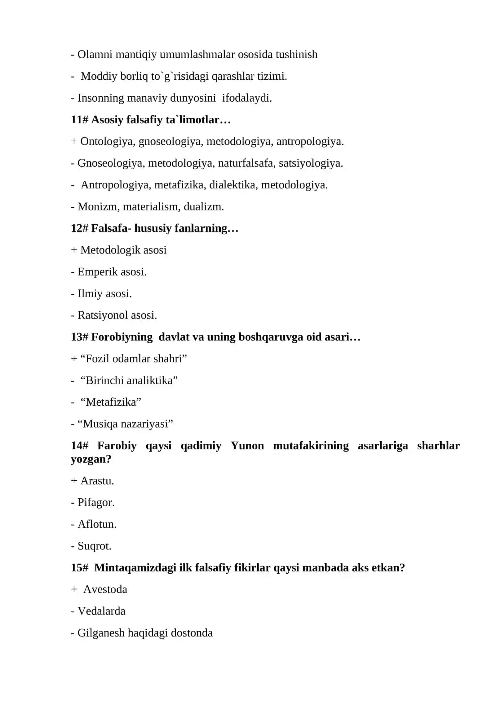 Falsafa Testlar 3