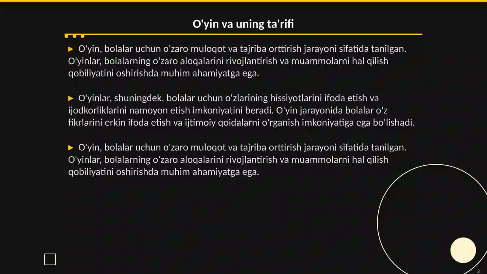 O'yin maktabgacha tarbiya yoshida yetakchi faoliyat sifatida 3
