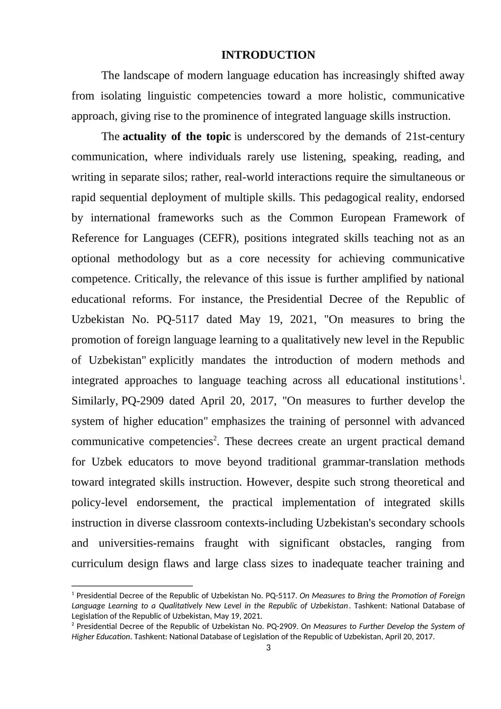 Course Work on Challenges and Solutions in Teaching Integrated Language Skills 3