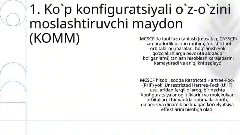 Elektron korrelyatsiyalarini hisobga olish 3