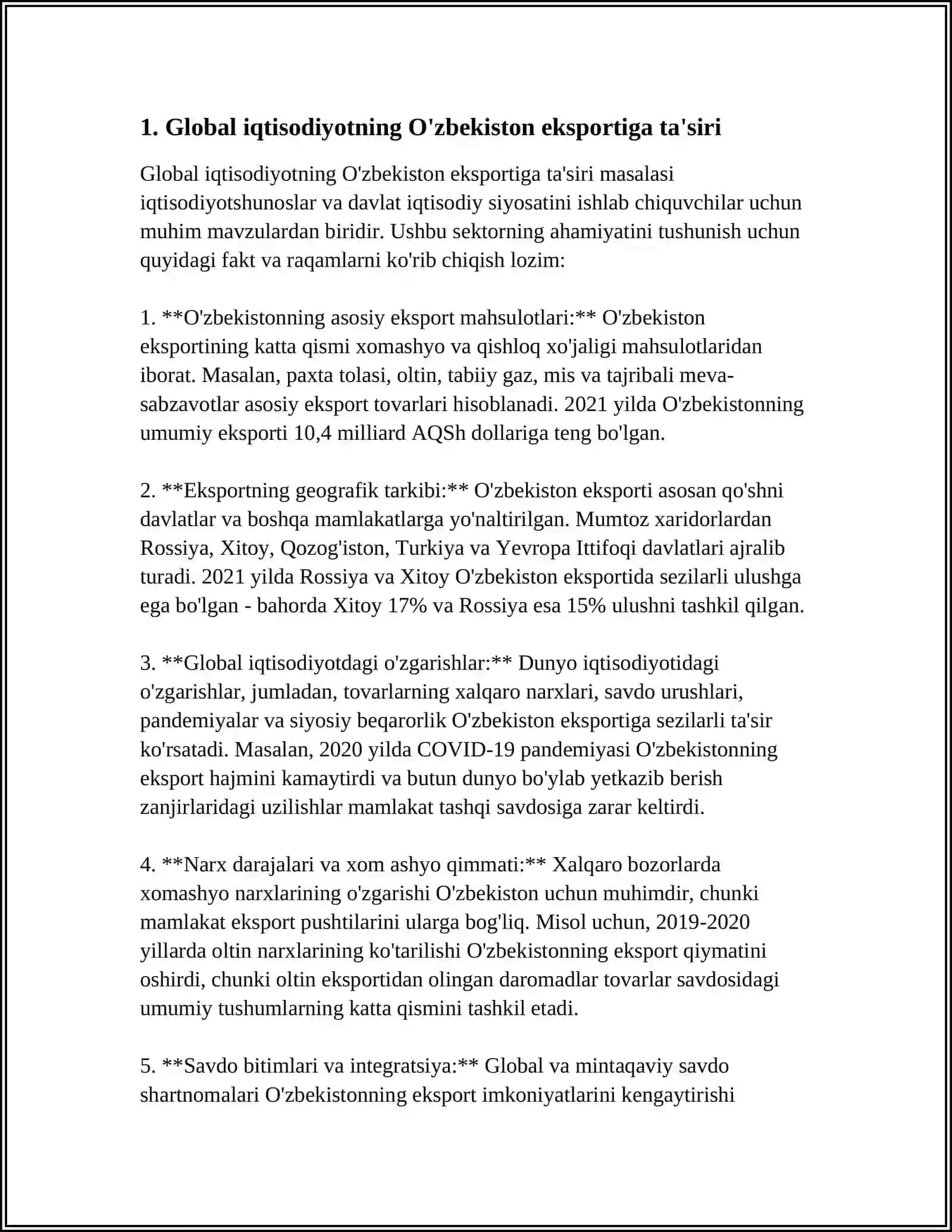GLOBAL IQTISODIYOTINIG O'ZBEKISTONGA TA'SIRI 3